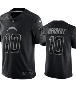 Justin Herbert 10 Los Angeles Chargers Black Reflective Limited Jersey - Men