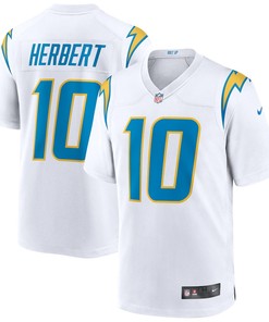 Justin Herbert 10 Los Angeles Chargers Game Jersey - White