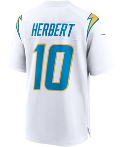 Justin Herbert 10 Los Angeles Chargers Game Jersey - White
