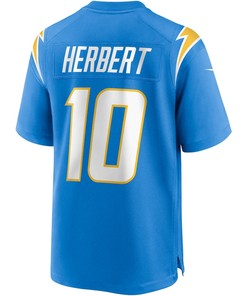 Justin Herbert 10 Los Angeles Chargers Player Game Jersey - Powder Blue