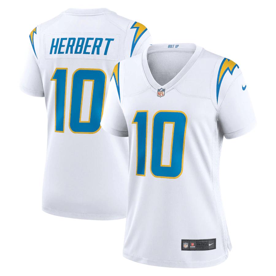 Justin Herbert 10 Los Angeles Chargers Women's Game Jersey - White
