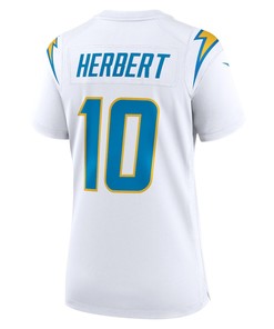Justin Herbert 10 Los Angeles Chargers Women's Game Jersey - White