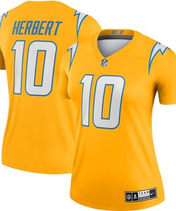 Justin Herbert 10 Los Angeles Chargers Women's Inverted Legend Jersey - Gold