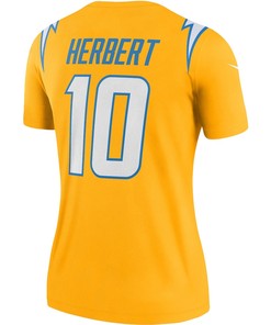 Justin Herbert 10 Los Angeles Chargers Women's Inverted Legend Jersey - Gold