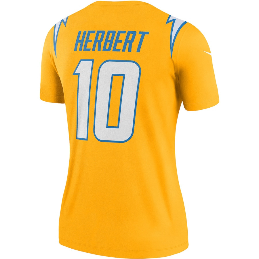 Justin Herbert 10 Los Angeles Chargers Women's Inverted Legend Jersey - Gold
