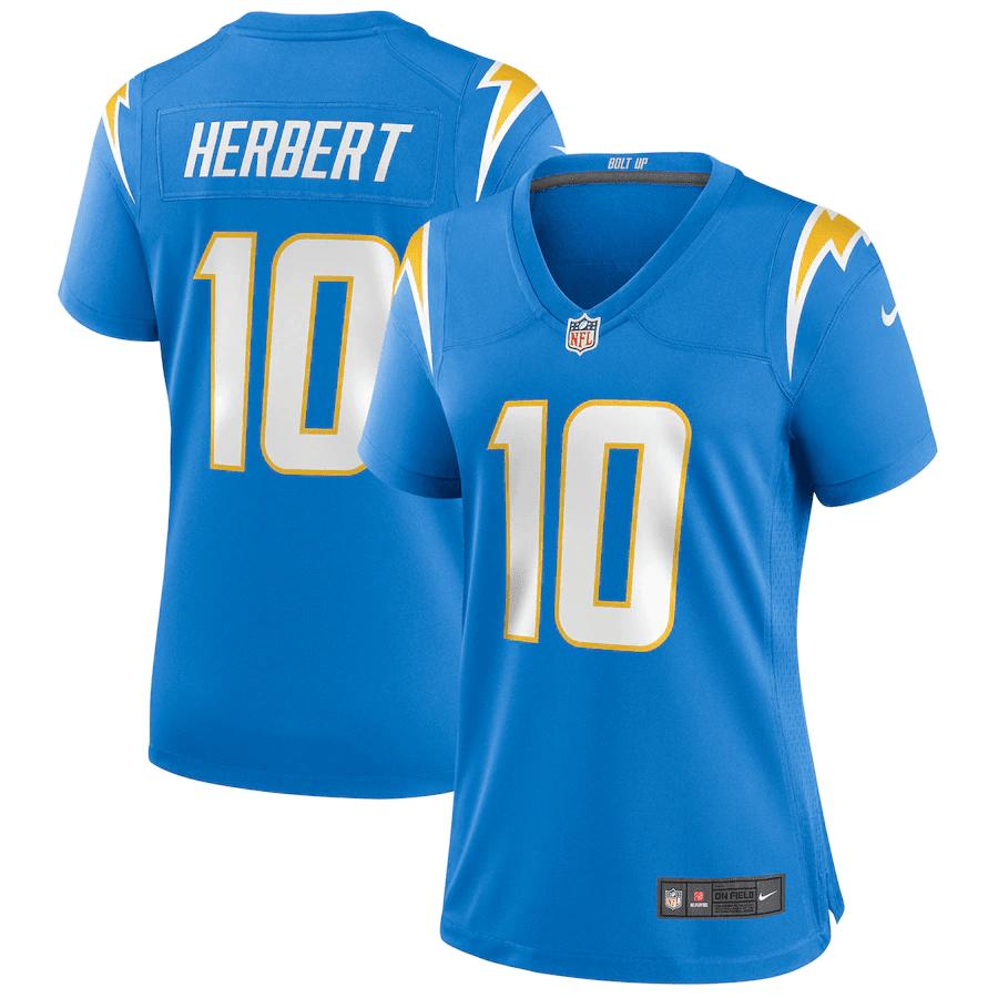 Justin Herbert 10 Los Angeles Chargers Women's Player Game Jersey - Powder Blue