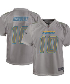 Justin Herbert 10 Los Angeles Chargers Youth Atmosphere Game Jersey - Gray