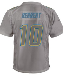 Justin Herbert 10 Los Angeles Chargers Youth Atmosphere Game Jersey - Gray