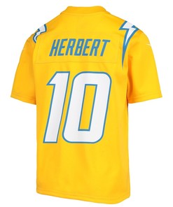 Justin Herbert 10 Los Angeles Chargers Youth Inverted Team Game Jersey - Gold