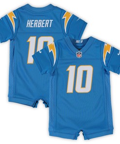 Justin Herbert Los Angeles Chargers Infant Game Romper Jersey - Powder Blue Nfl