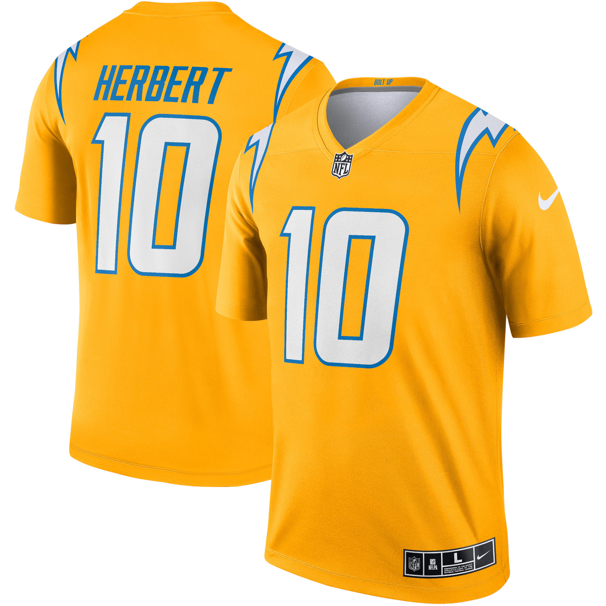 Justin Herbert Los Angeles Chargers Inverted Legend Jersey - Gold Nfl