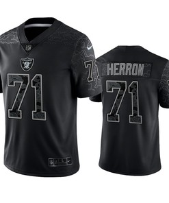Justin Herron 71 Las Vegas Raiders Black Reflective Limited Jersey - Men