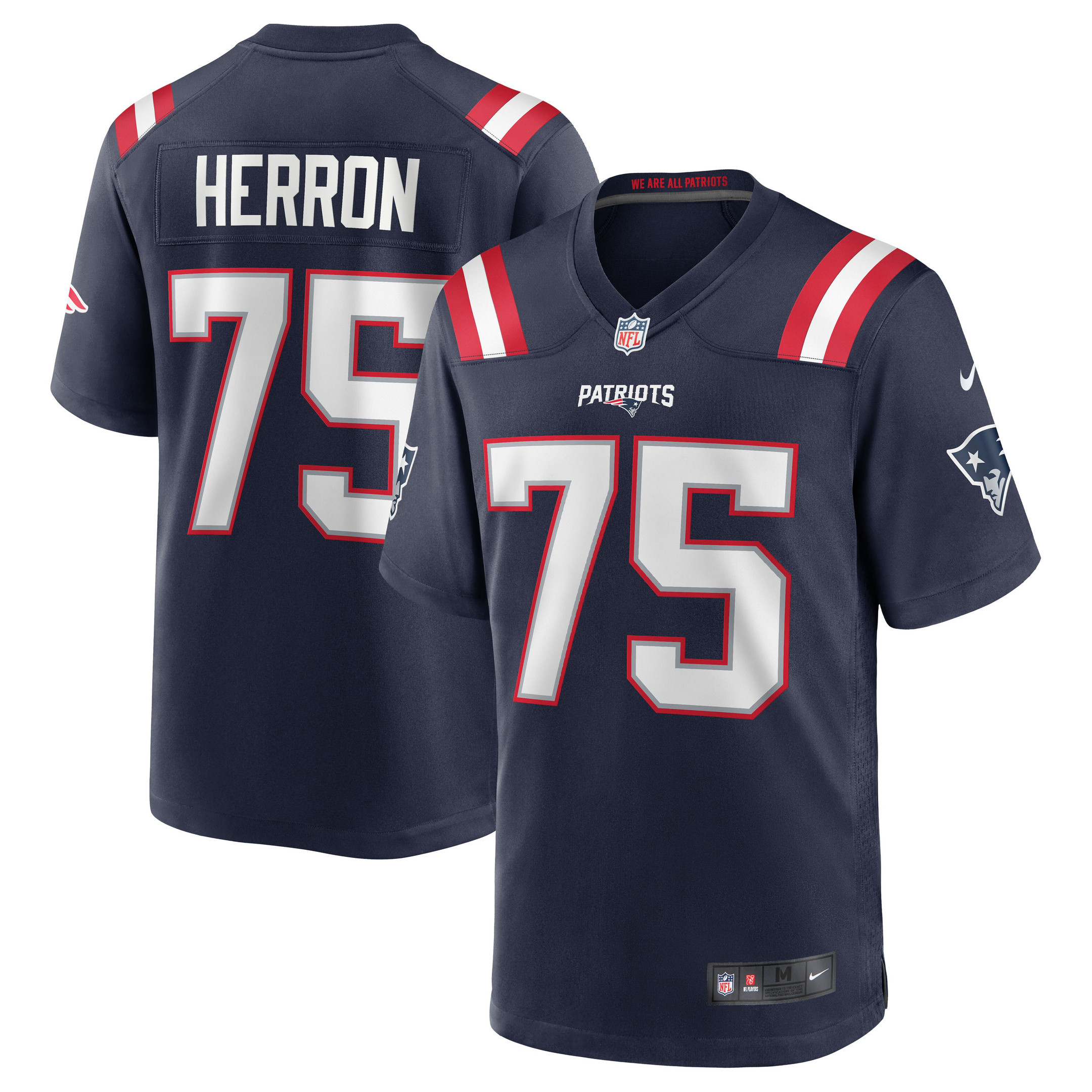 Justin Herron New England Patriots Team Game Jersey - Navy Nfl