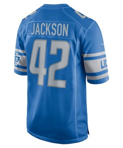 Justin Jackson 42 Detroit Lions Player Game Jersey - Blue