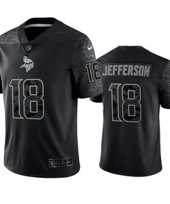 Justin Jefferson 18 Minnesota Vikings Black Reflective Limited Jersey - Men