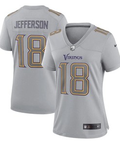 Justin Jefferson 18 Minnesota Vikings Women's Atmosphere Fashion Game Jersey - Gray