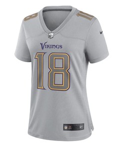 Justin Jefferson 18 Minnesota Vikings Women's Atmosphere Fashion Game Jersey - Gray