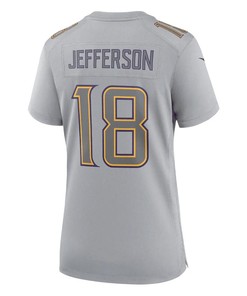 Justin Jefferson 18 Minnesota Vikings Women's Atmosphere Fashion Game Jersey - Gray