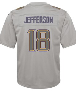 Justin Jefferson 18 Minnesota Vikings Youth Atmosphere Game Jersey - Gray