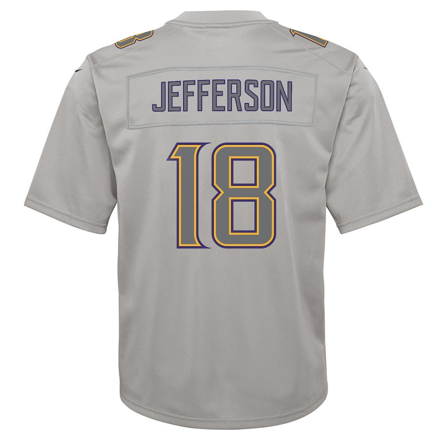 Justin Jefferson 18 Minnesota Vikings Youth Atmosphere Game Jersey - Gray