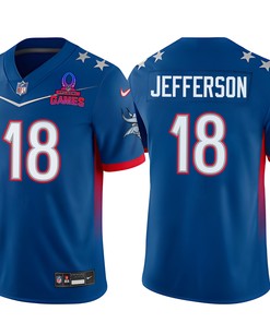 Justin Jefferson 18 Vikings Pro Bowl 2023 Patch Men Jersey - Blue