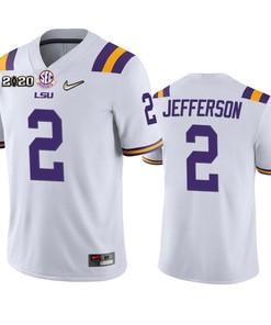 Justin Jefferson Lsu Tigers 2020 National Championship White Jersey