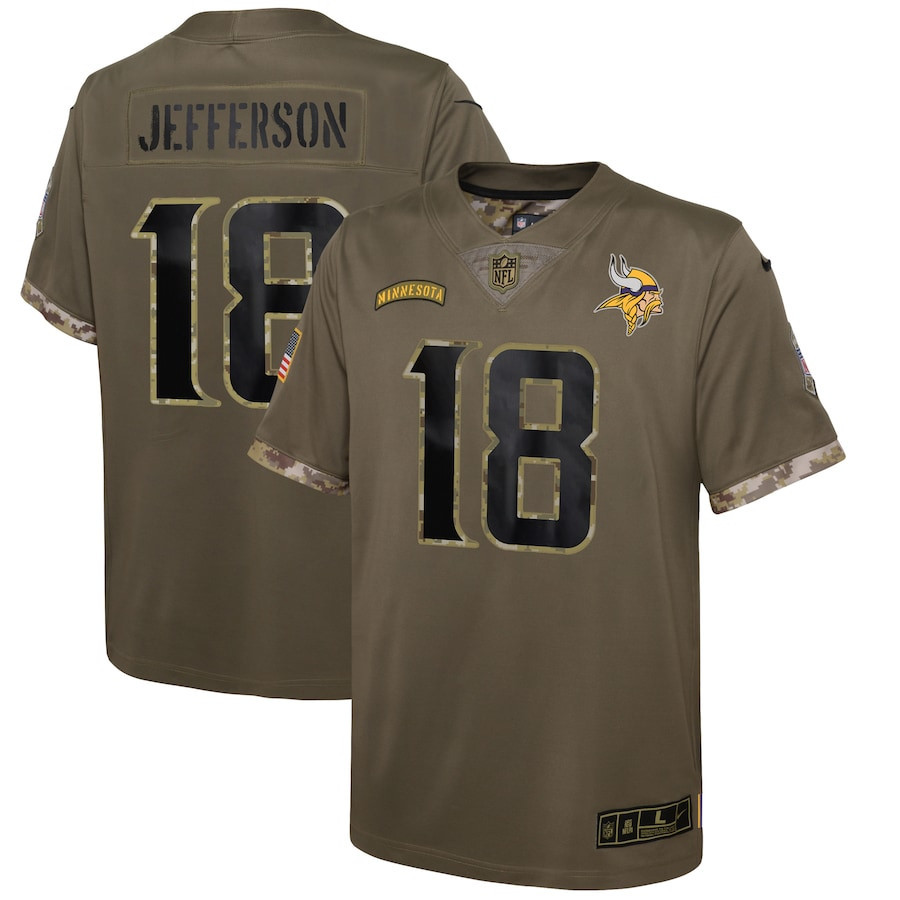 Justin Jefferson Minnesota Vikings 2022 Salute To Service Player Limited Jersey - Olive