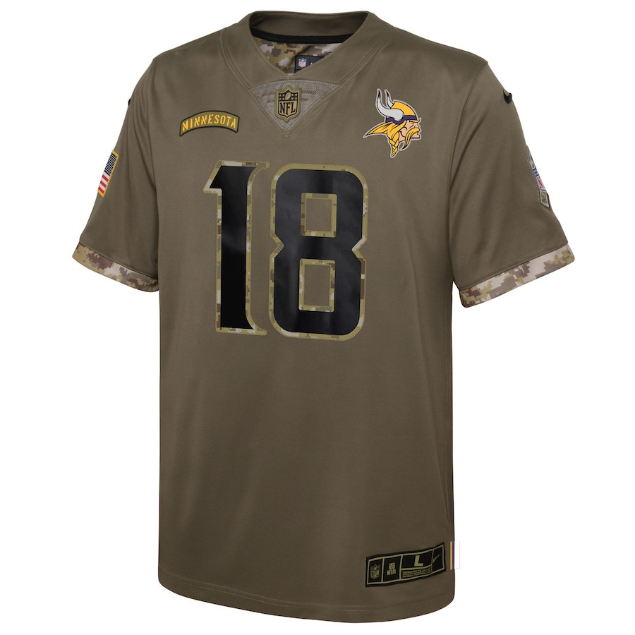Justin Jefferson Minnesota Vikings 2022 Salute To Service Player Limited Jersey - Olive
