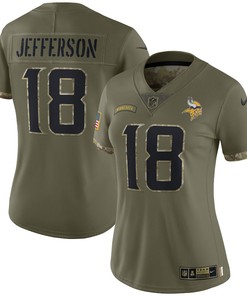 Justin Jefferson Minnesota Vikings Women's 2022 Salute To Service Limited Jersey - Olive