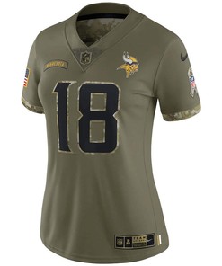 Justin Jefferson Minnesota Vikings Women's 2022 Salute To Service Limited Jersey - Olive