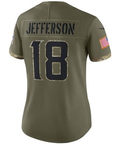 Justin Jefferson Minnesota Vikings Women's 2022 Salute To Service Limited Jersey - Olive
