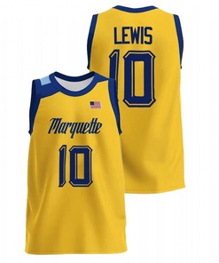 Justin Lewis 10 Marquette Golden Eagles 2022 College Basketball Men Jersey - Gold