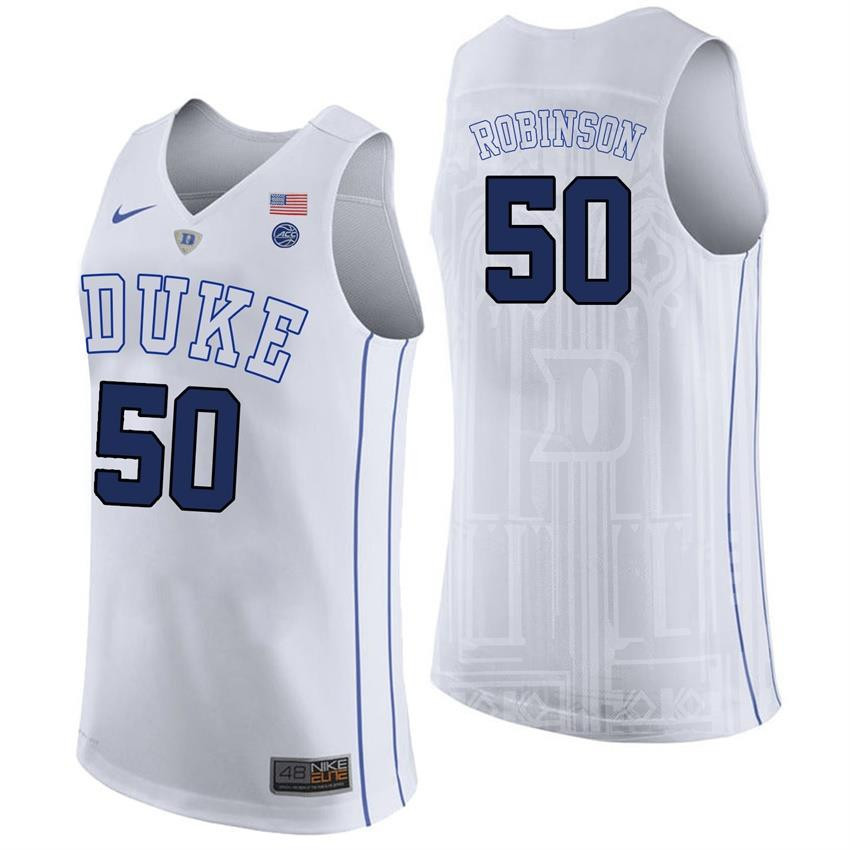 Justin Robinson 50 Duke Blue Devils College Basketball Player Performance Men Jersey - White