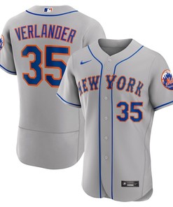 Justin Verlander 35 New York Mets Road Player Elite Jersey - Gray