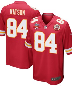 Justin Watson 84 Kansas City Chiefs Super Bowl LVII Champions 3 Stars Men Game Jersey - Red