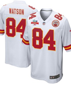 Justin Watson 84 Kansas City Chiefs Super Bowl LVII Champions 3 Stars Men Game Jersey - White