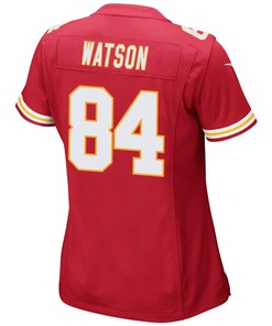 Justin Watson 84 Kansas City Chiefs Super Bowl LVII Champions 3 Stars Women Game Jersey - Red