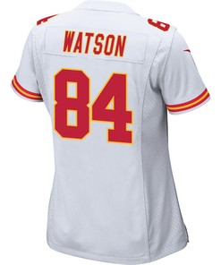 Justin Watson 84 Kansas City Chiefs Super Bowl LVII Champions 3 Stars Women Game Jersey - White