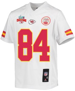 Justin Watson 84 Kansas City Chiefs Super Bowl LVII Champions 3 Stars Youth Game Jersey - White