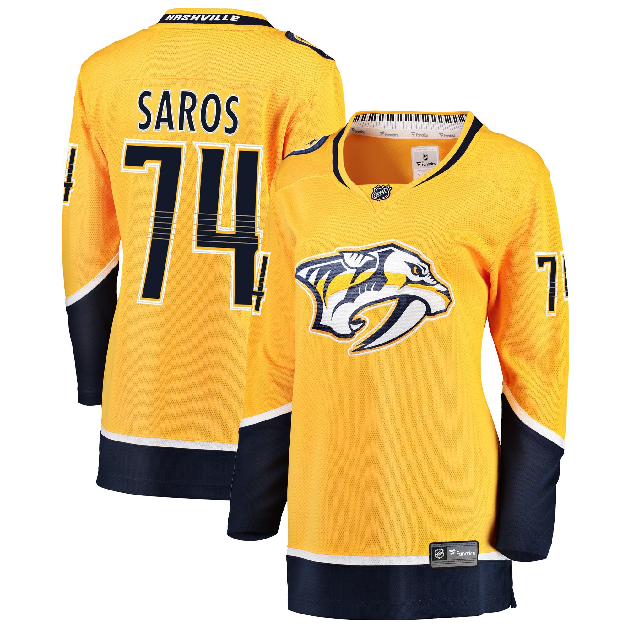 Juuse Saros Nashville Predators Fanatics Branded Womens Breakaway Player Jersey - Gold Nhl