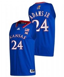 K.J. Adams Jr. 24 Blue Kansas Jayhawks 2023 Away College Basketball Jersey