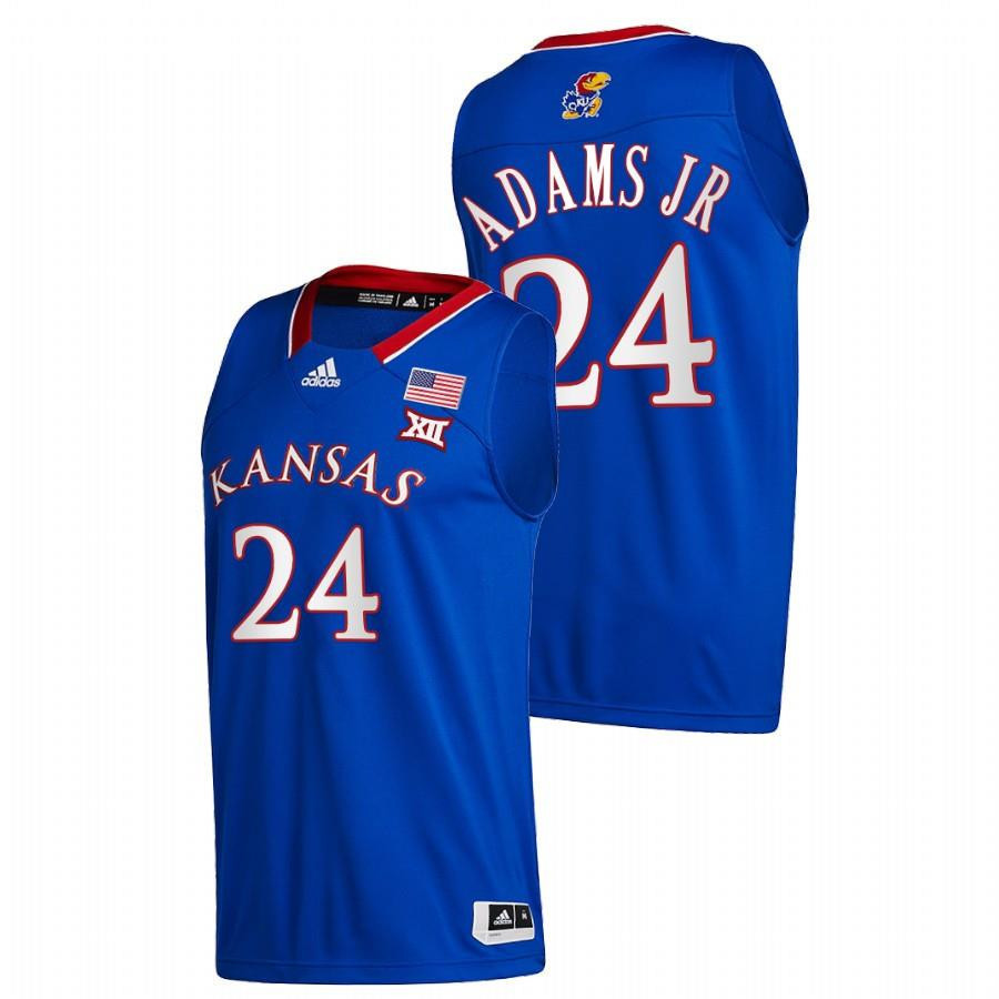 K.J. Adams Jr. 24 Blue Kansas Jayhawks 2023 Away College Basketball Jersey