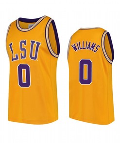 KJ Williams 0 LSU Tigers White Jersey 2022-23 College Basketball Throwback