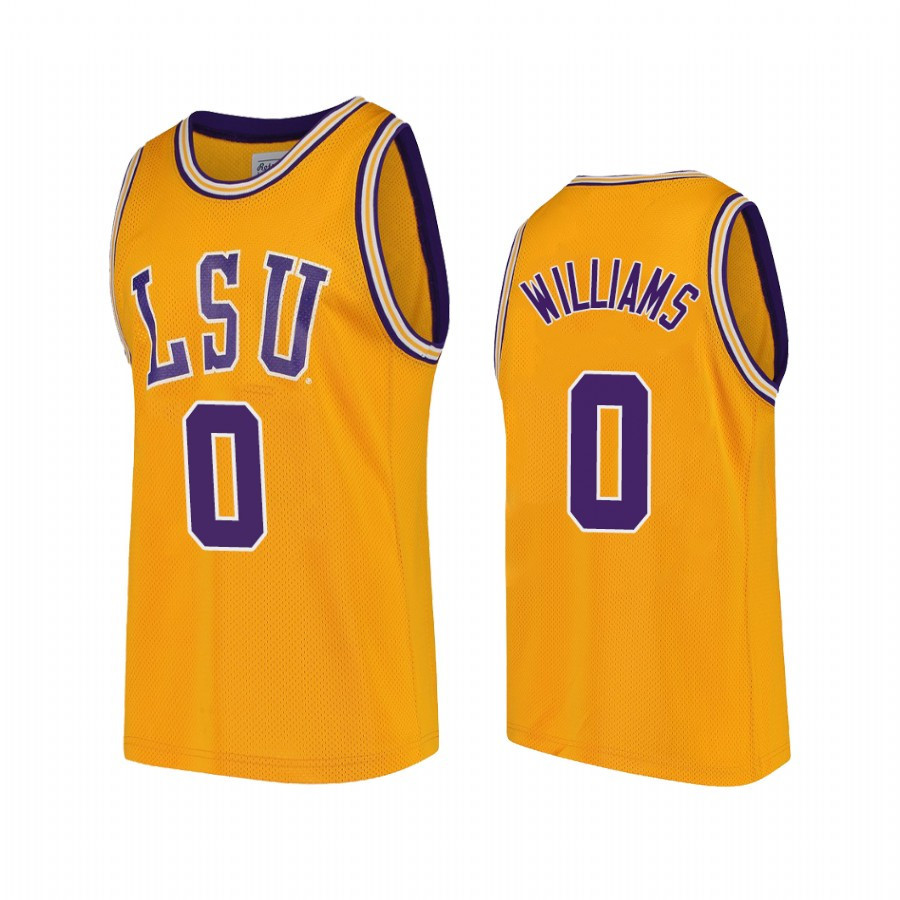 KJ Williams 0 LSU Tigers White Jersey 2022-23 College Basketball Throwback