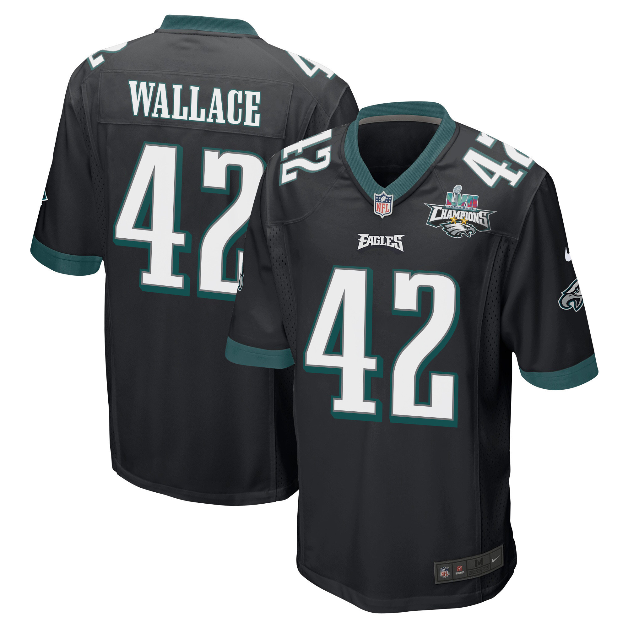 K'Von Wallace 42 Philadelphia Eagles Super Bowl LVII Champions 2 Stars Men Game Jersey - Black