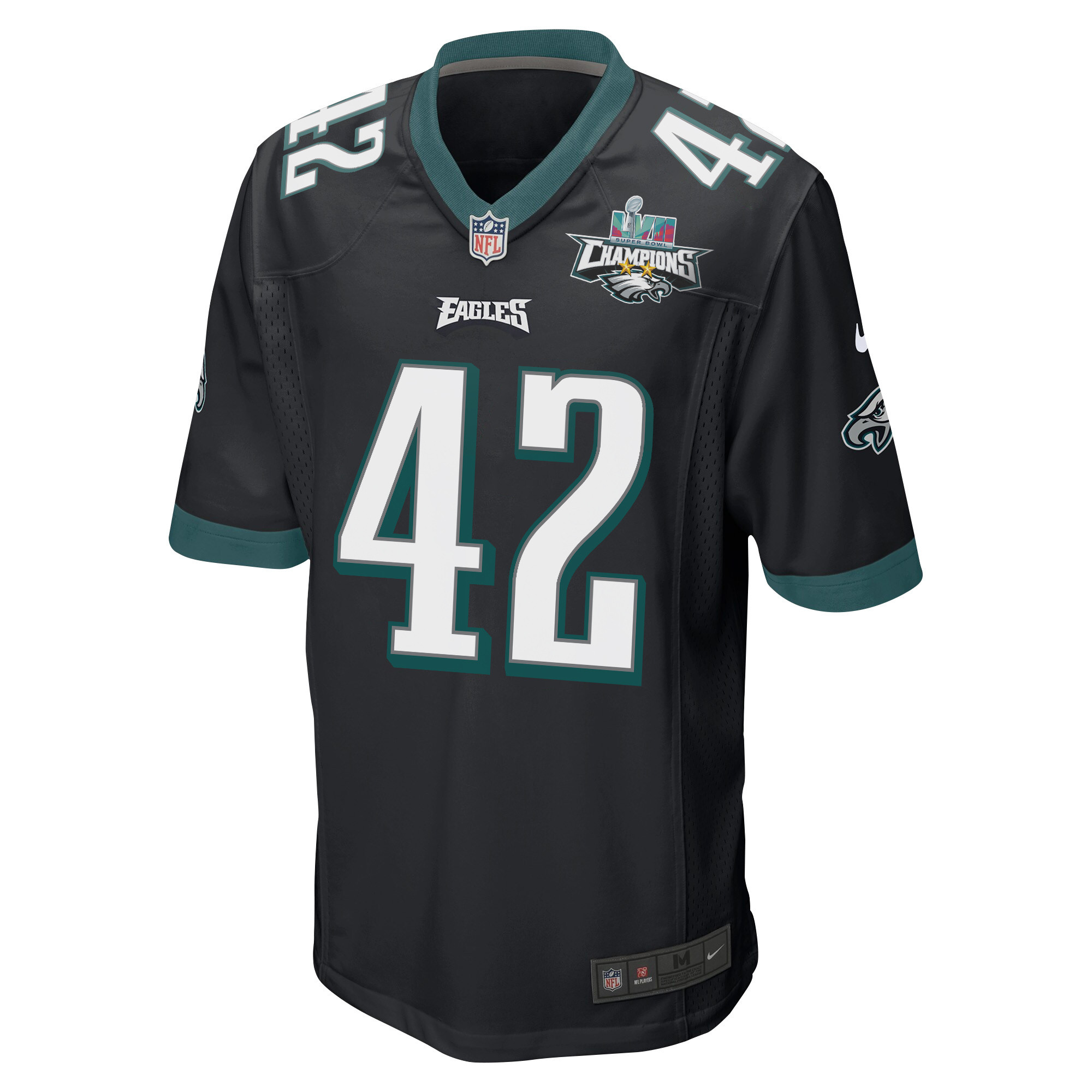 K'Von Wallace 42 Philadelphia Eagles Super Bowl LVII Champions 2 Stars Men Game Jersey - Black