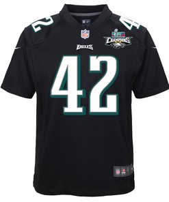 K'Von Wallace 42 Philadelphia Eagles Super Bowl LVII Champions 2 Stars Youth Game Jersey - Black