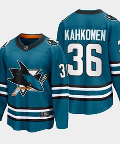 Kaapo Kahkonen 36 San Jose Sharks 2022-23 Home The Evolve Teal Jersey