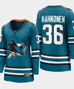 Kaapo Kahkonen San Jose Sharks 2022-23 Home Women Premier Breakaway Jersey Teal