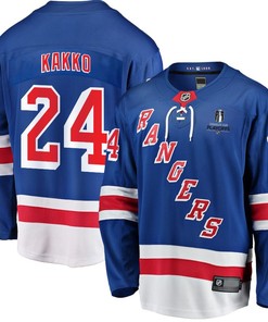 Kaapo Kakko 24 New York Rangers Stanley Cup 2023 Playoffs Patch Home Breakaway Men Jersey - Blue